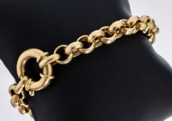 14 kt Gold Armband, GG 585/000, Erbskette, L. ca. 21 cm,