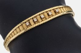 14 kt Gold Brillant-Armband, 1970er Jahre, GG 585/000,