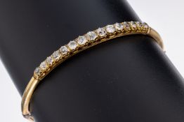 14 kt Gold Diamant-Armreif, um 1890-1900, GG 585/000