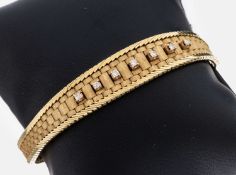 14 kt Gold Diamant-Armband, GG 585/000, im Verlauf, part.