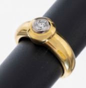 14 kt Gold Brillant-Ring, GG 585/000, Brillant ca. 0.26 ct