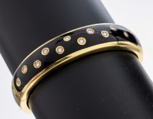 18 kt Gold Brillant-Email-Armreif, GG 750/000, 15