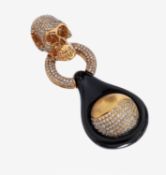 Ausgefallener 18 kt Gold Brillant-Onyx -Anhänger, RoseG