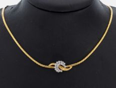 18 kt Gold Brillant-Collier, GG/WG 750/000,Mittelteil mit