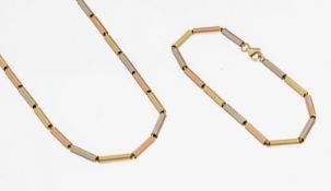 14 kt Gold Schmuckset, GG/WG/RG 585/000, best. aus: 1