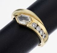 14 kt Gold Diamant-Ring, GG 585/000, stil. Schlange, Kopf