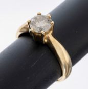 14 kt Gold Brillant-Ring, GG 585/000, Brillant ca. 1.00 ct