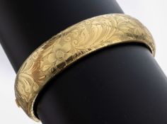 14 kt Gold Armreif, GG 585/000, gefüllt, Oberfläche reich