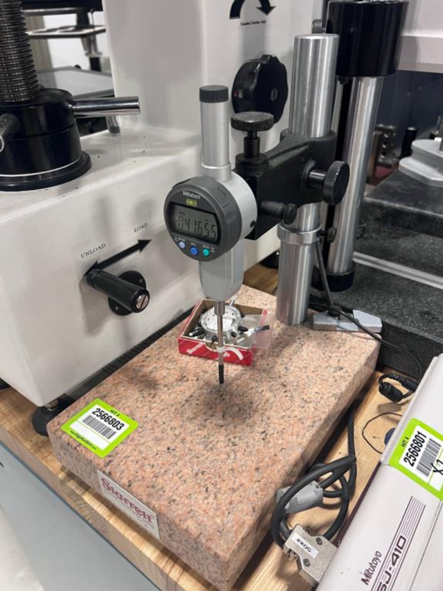 Starett Inspection Starrett Granite inspection stand w/Mitutoyo Absolute indicator. S/N ...