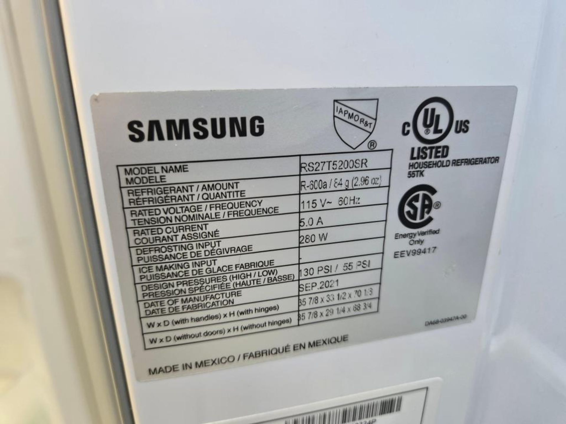 Samsung Refrigerator/Freezer - Image 8 of 9
