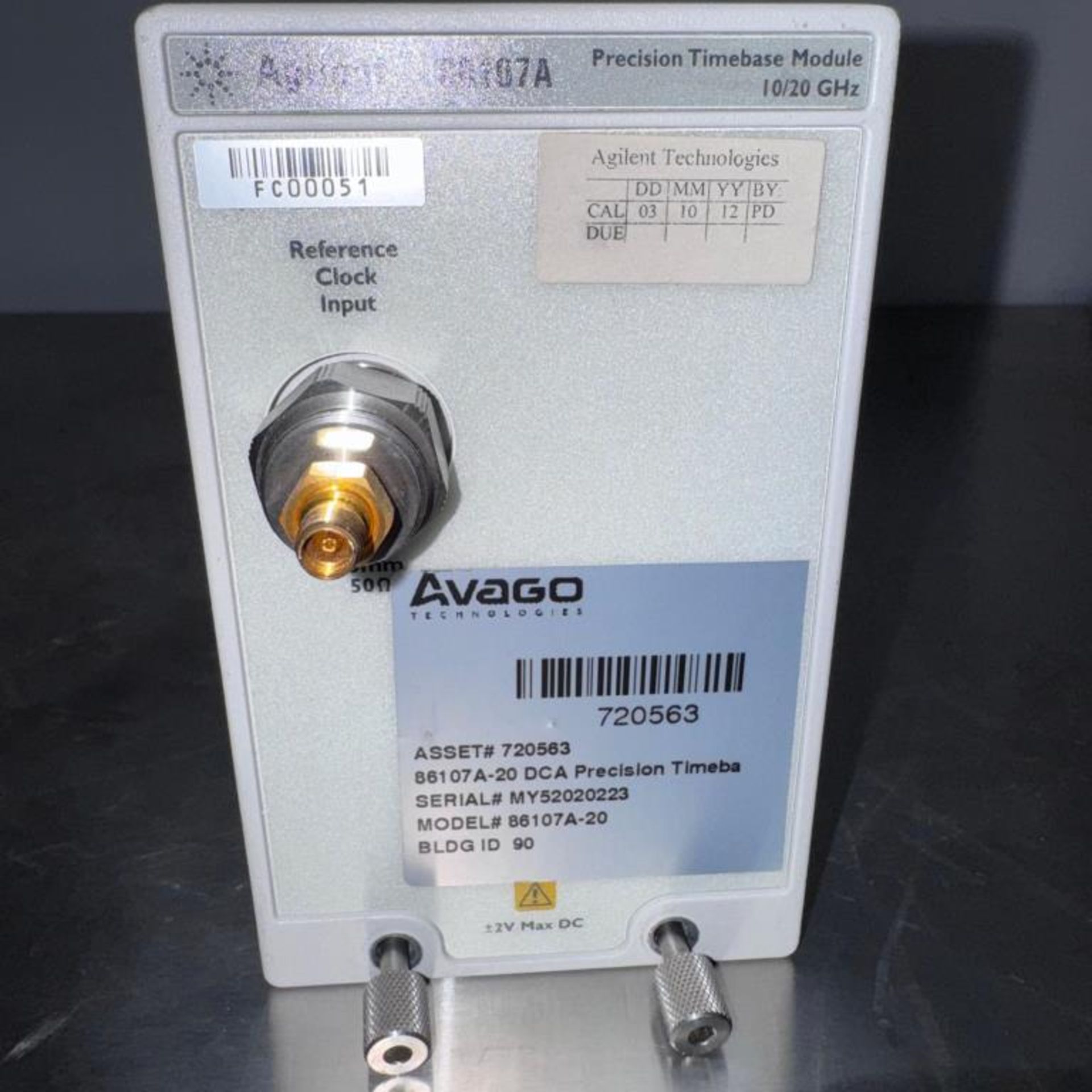 Agilent 86107A OPT 020 Precision Timebase Module 10/20/40 GHz. S/N ...