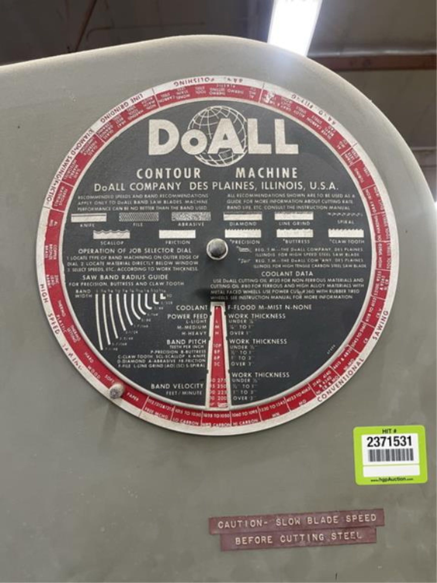 Doall Rpm DoAll 1612-0 Vertical Band Saw, Instantaneous Amps: 29, Normal Amps: 4. ...