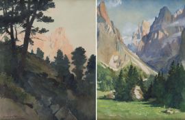 EDUARD VON HANDEL-MAZZETTI - ZWEI AQUARELLE 'CIMON DELLA PALA' UND BERGLANDSCHAFT (1923)