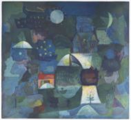 YOSHI TAKAHASHI - DORFLANDSCHAFT MIT SONNE UND MOND