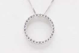 Natural 1.00ct Pendant F Colour VS2 Clarity Round Brilliant Cut - 18kt White Gold - Comes with Chain