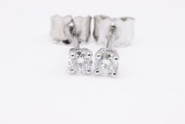 Natural Earrings 0.20ct F Colour SI Clarity Round Brilliant Cut - 18kt White Gold - EDR Certificate