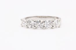Natural 1.25ct 5 Stone Ring F Colour VS2 Clarity Round Brilliant Cut - Platinum