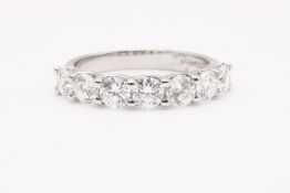 Natural 0.70ct 7 Stone Ring F Colour VS2 Clarity Round Brilliant Cut - Platinum