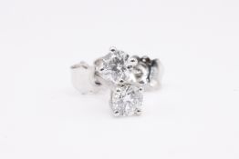 Natural Earrings 0.40ct F Colour SI Clarity Round Brilliant Cut - 18kt White Gold - EDR Certficate