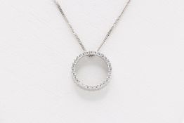 Natural 0.50ct Pendant F Colour VS2 Clarity Round Brilliant Cut - 18kt White Gold - Comes With Chain