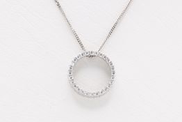 Natural Pendant 0.28ct F Colour VS2 Clarity Round Brilliant Cut - 18kt White Gold - Comes with Chain