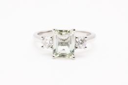 Mint Emerald 1.65ct Tourmaline and 0.40ct Diamond Ring F VS2 - Platinum