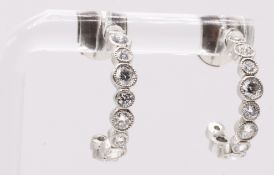 Natural Diamond Hoop Earrings 1.17ct G Colour VS2 Clarity Round Brilliant Cut - 18kt White Gold
