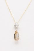Natural 2.29ct Diamond Necklace SI1 & VS2 F & Fancy Orange Brown - 18kt White & Yellow Gold