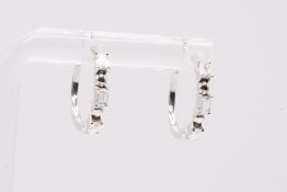 Natural Diamond Earrings 0.50ct F Colour VS2 Clarity Emerald Cut - 18kt White Gold