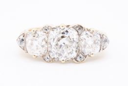 Natural 4.00ct Diamond Ring H/I Colour VS/SI Clarity Old Mine Cut - Circa 1890 - 18kt Yellow Gold