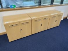 1, 1 x Wooden Four Door Storage Cabinet and 1 x Wooden Double Door Cabinet