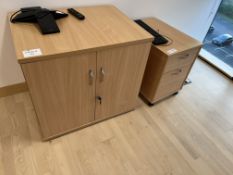 1, 1 x Wooden Double Door Storage Cabinet and 1 x 2 Drawer Pedestal