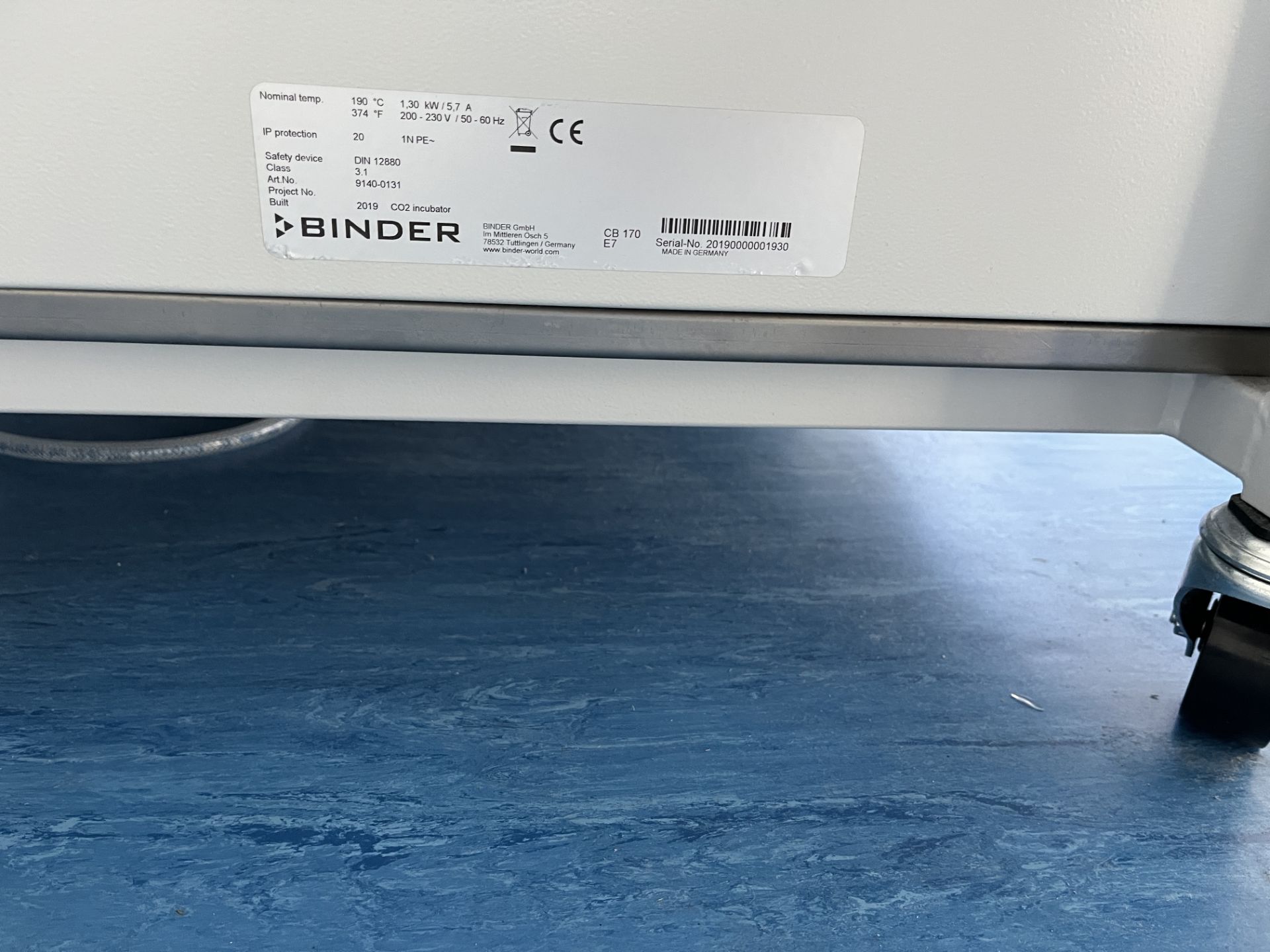 1: Binder, CB 170, CO2 Incubator, Serial Number: 20190000001930, Year ...