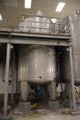 Regev approx. 6000-gallon 316 Stainless Steel Tank 8'Dia x 16'H, Dual Agitator Dish Bottom