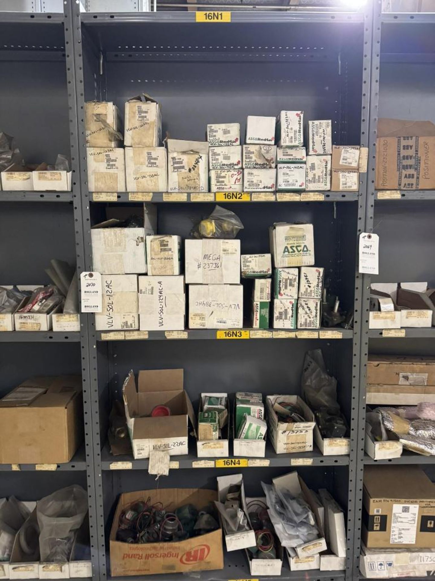 (1) SECTION OF ASCO VALVES ON SHELVES - Simple Rigging/Loading Fee: $100