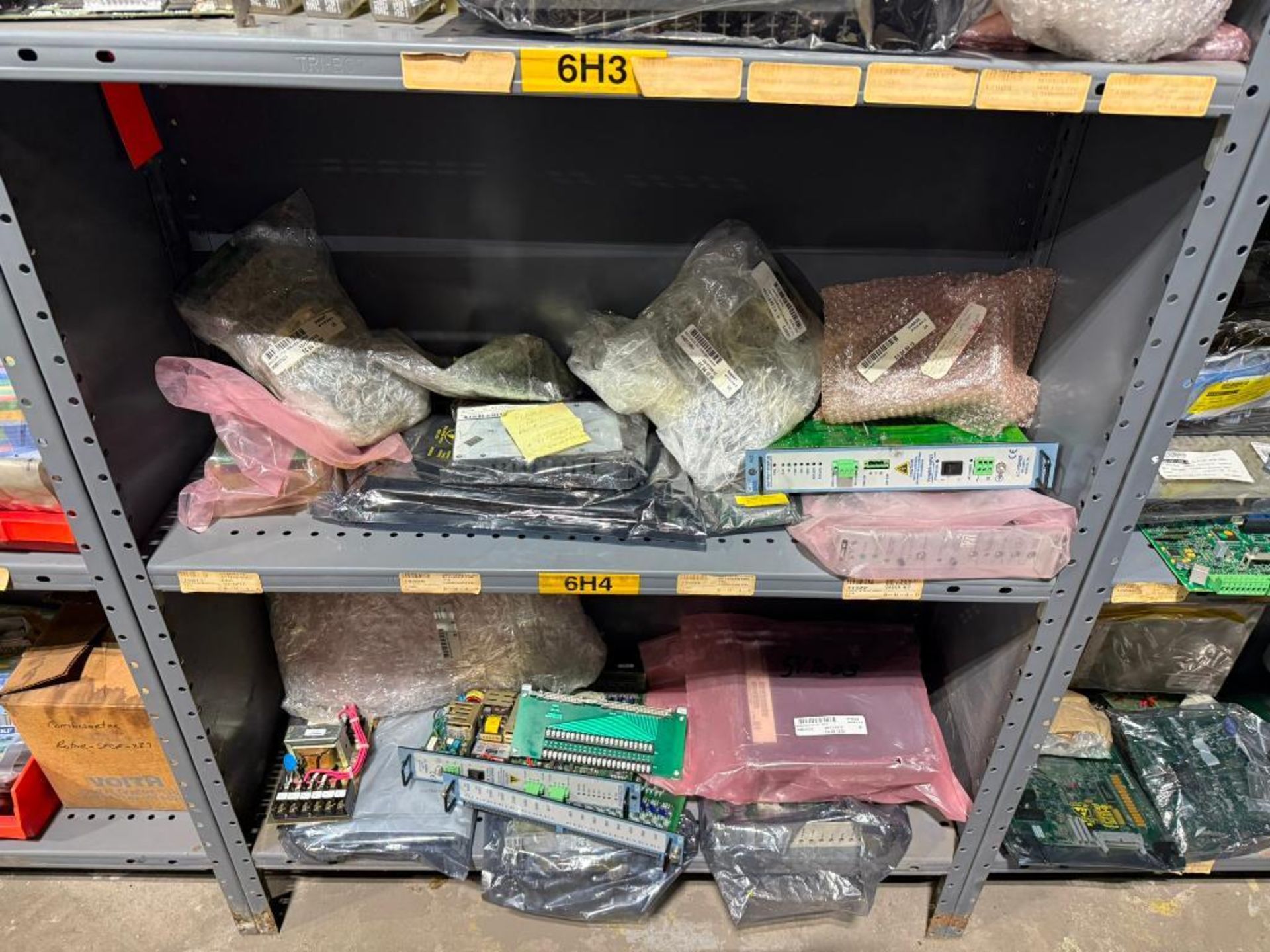 FOUR SECTIONS OF ELECTRICAL PARTS ON SHELVING - Simple Rigging/Loading ...
