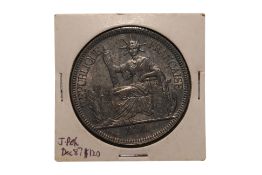 FRENCH INDOCHINA 1 PIASTRE DE COMMERCE 1886 A