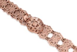 A ROSE GOLD PIERCED FOLIATE BELT