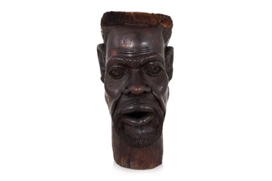 A LARGE EAST AFRICAN CARVED FIGURAL DRUM - Image 1 of 4