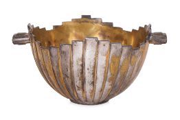 AN ART DECO SILVER PLATED BOWL