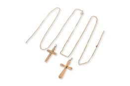 TWO GOLD CROSSES AND A CHAIN