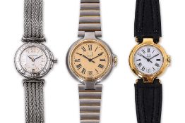 TWO DUNHILL AND ONE PHILIPPE CHARRIOL QUARTZ WATCHES