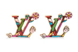 A PAIR OF LOUIS VUITTON X TAKASHI MURAKAMI PINS