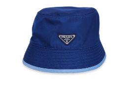 A PRADA BLUE NYLON BUCKET HAT