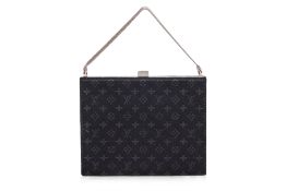 A LOUIS VUITTON BLACK MONOGRAM SATIN ANGE MM