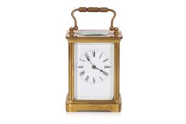 A GILT BRASS CARRIAGE CLOCK