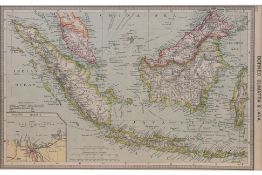 AN EARLY 20TH CENTURY ENGLISH MAP OF BORNEO, SUMATRA AND JAVA