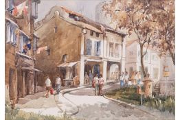 TAN LEONG KHENG (SINGAPORE, B.1938) - STREET SCENE, SINGAPORE