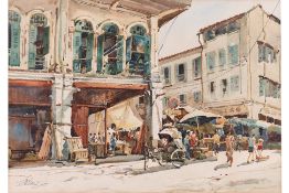 ONG KIM SENG (SINGAPORE, B.1945) - STREET SCENE, CHINATOWN