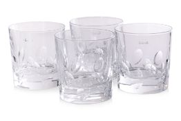 A SET OF FOUR CHRISTOFLE 'CLUNY' DOUBLE OLD FASHIONED CRYSTAL TUMBLERS